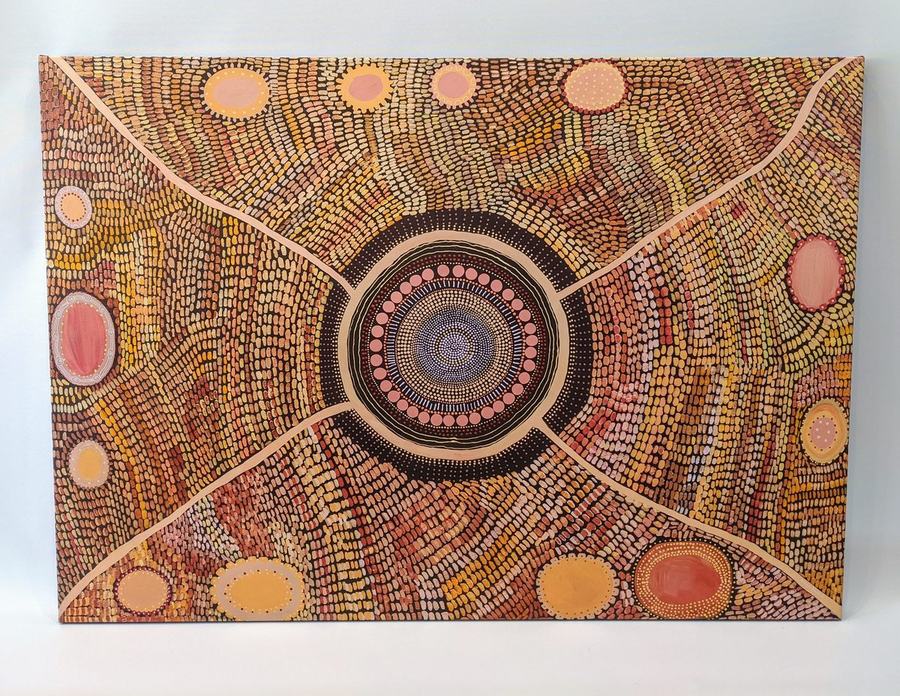 Aboriginal dot painting on canvas